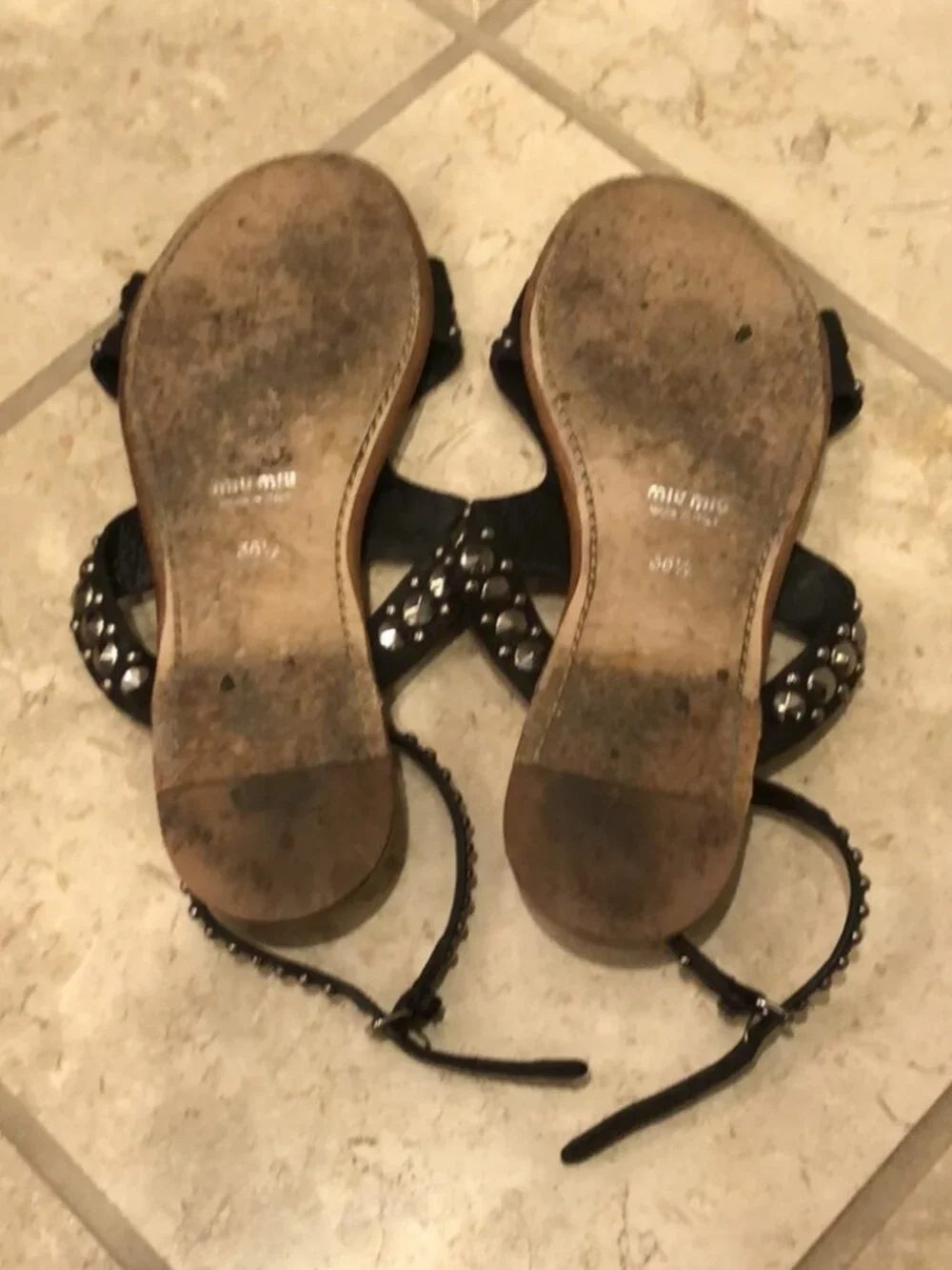 Vintage Miu Miu strappy studded cutout starfish leather flat gladiator sandal